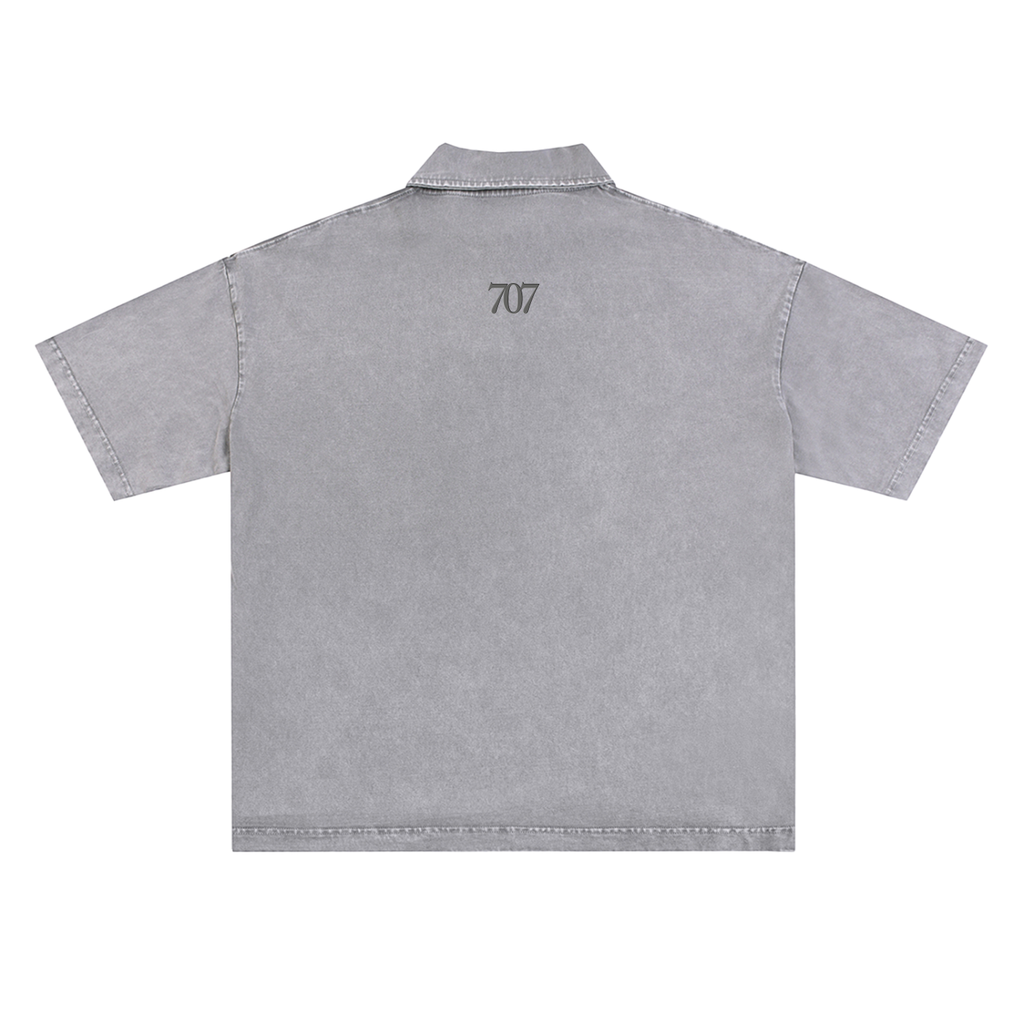 4GVIN "By His Blood" Acid Wash Polo – Charcoal