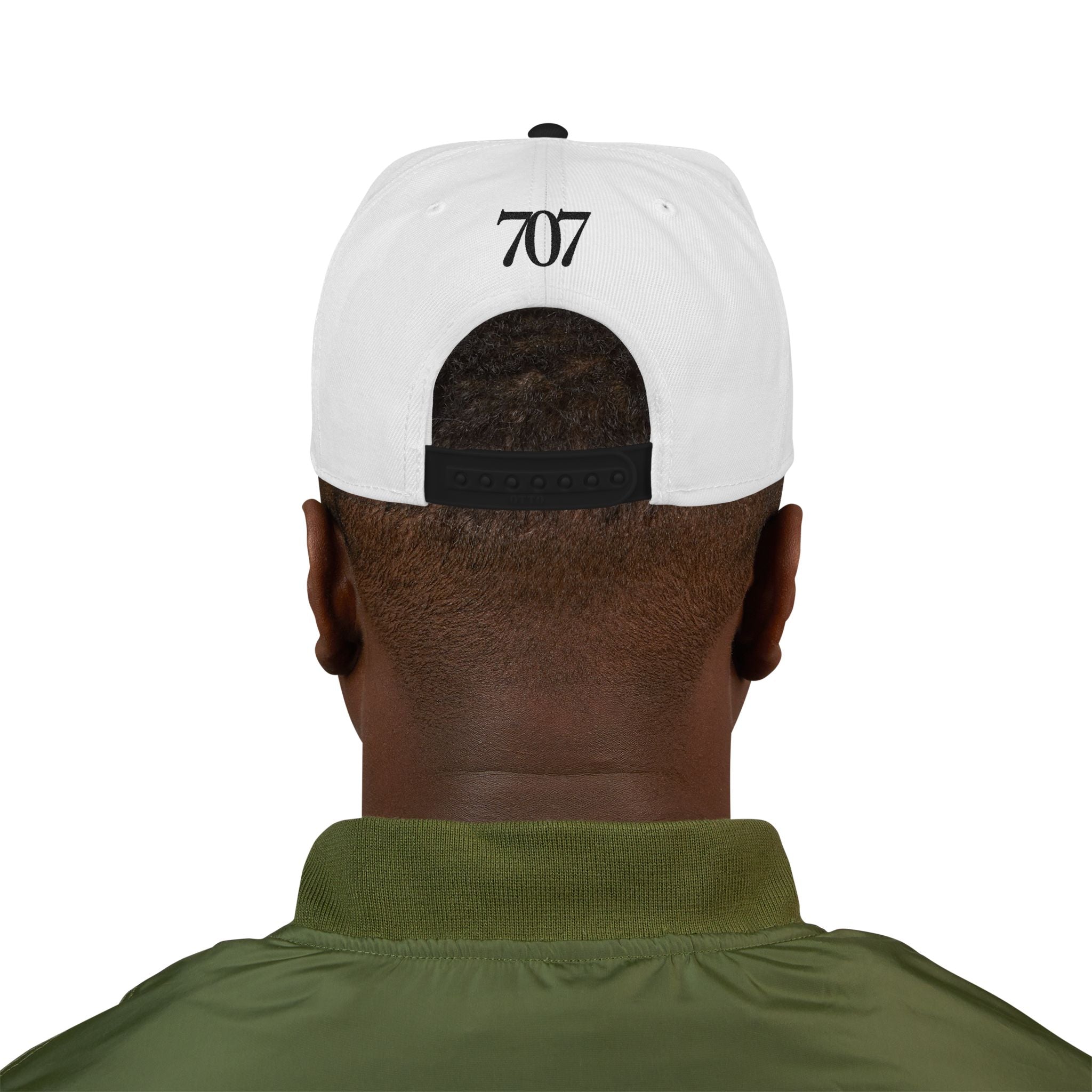 Snapback Hat — Subtle Embroidered Flag Pin & '707' Accent