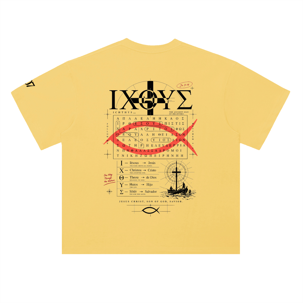 4GVIN ( PEZ IXOYE )   Drop Shoulder Cotton T-Shirt