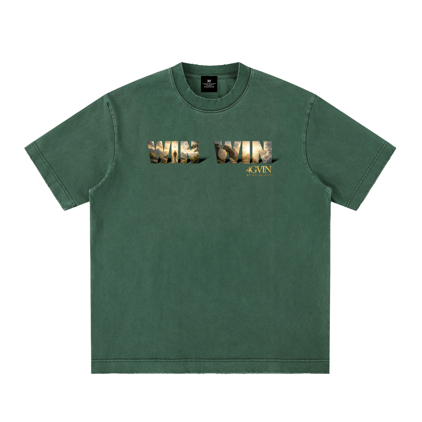4GVIN ( WIN WIN ) Heavyweight Vintage Washed Frayed T-Shirt