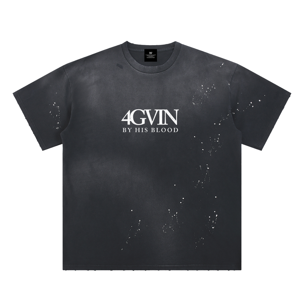 4GVIN ( 5 Panes ) Hand-Frayed Paint Splatter T-Shirt