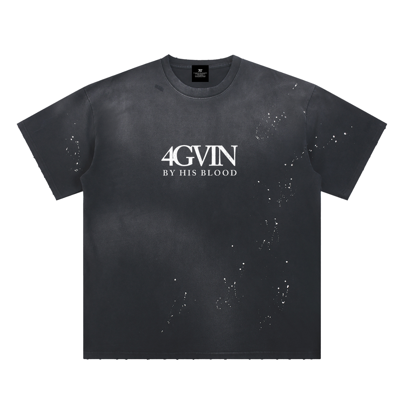 4GVIN ( 5 Panes ) Hand-Frayed Paint Splatter T-Shirt