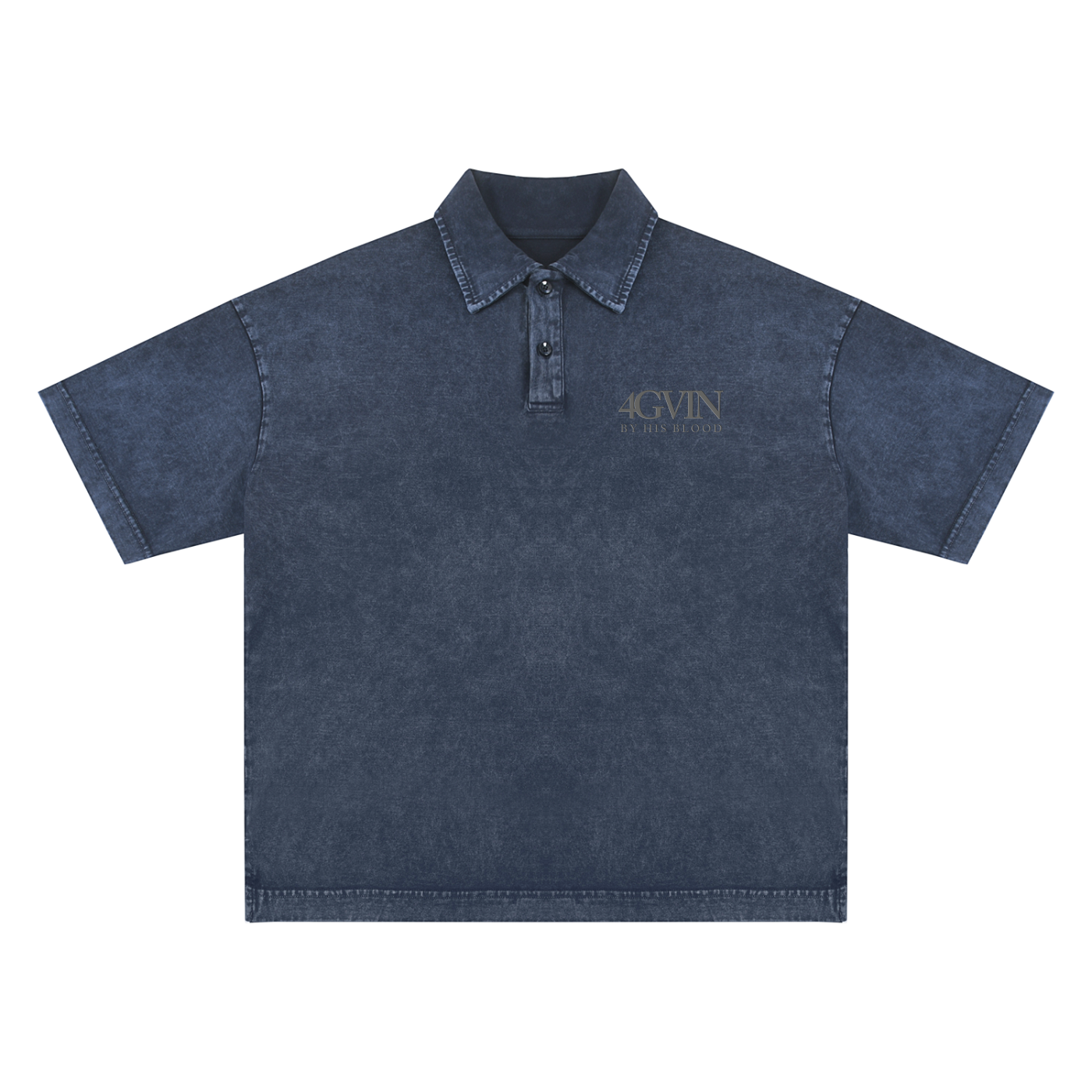 4GVIN "By His Blood" Acid Wash Polo – Charcoal
