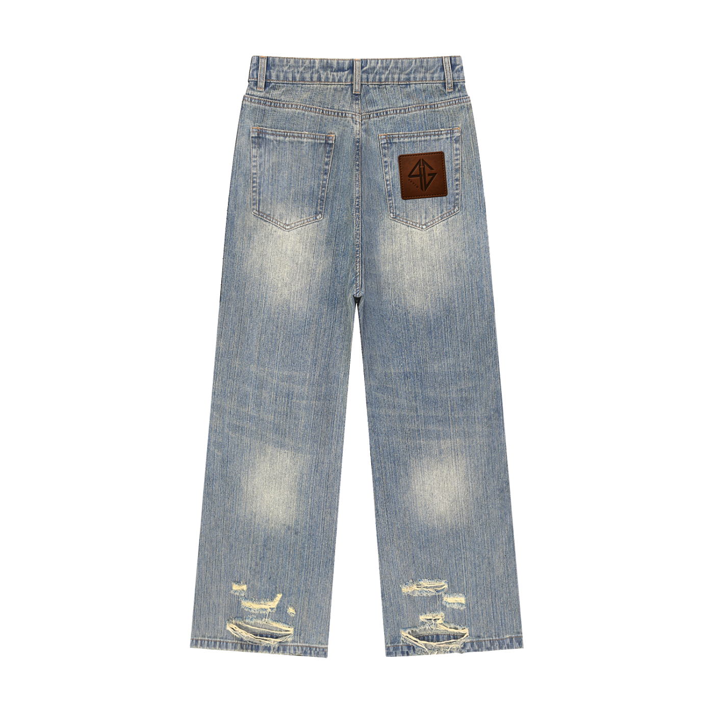4GVIN Vintage Wash Distressed Denim Jeans
