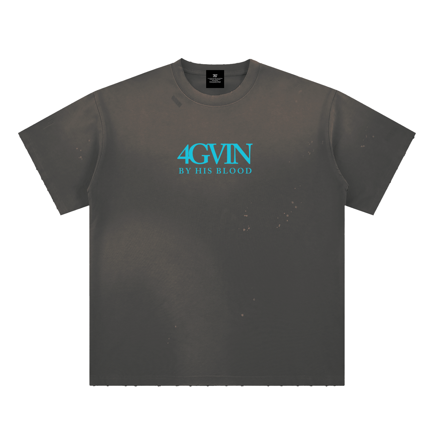4GVIN Hand-Frayed Sunfade Paint Splatter T-Shirt