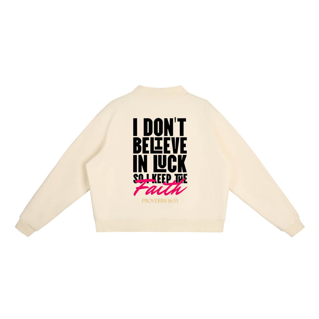 4GVIN " Keep the Faith " Girls Essential Fleece Mock-Neck Crew Sweatshirt
