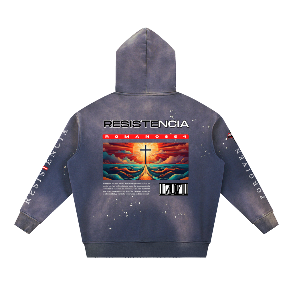 Vintage Washed Frayed Fleece Hoodie