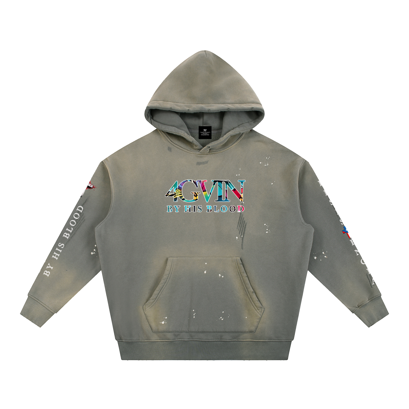 4GVIN Vintage Washed Frayed Fleece Hoodie