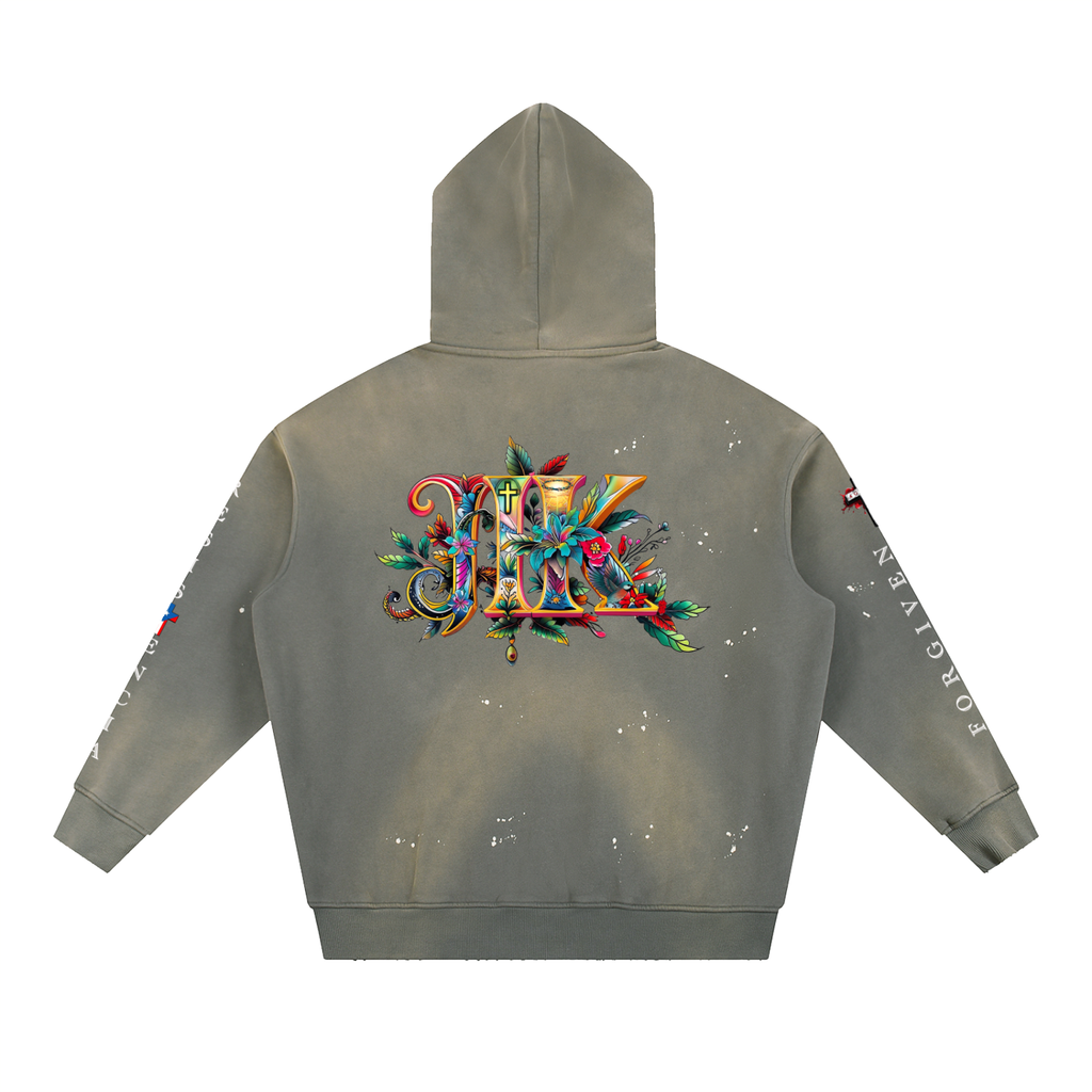 4GVIN Vintage Washed Frayed Fleece Hoodie