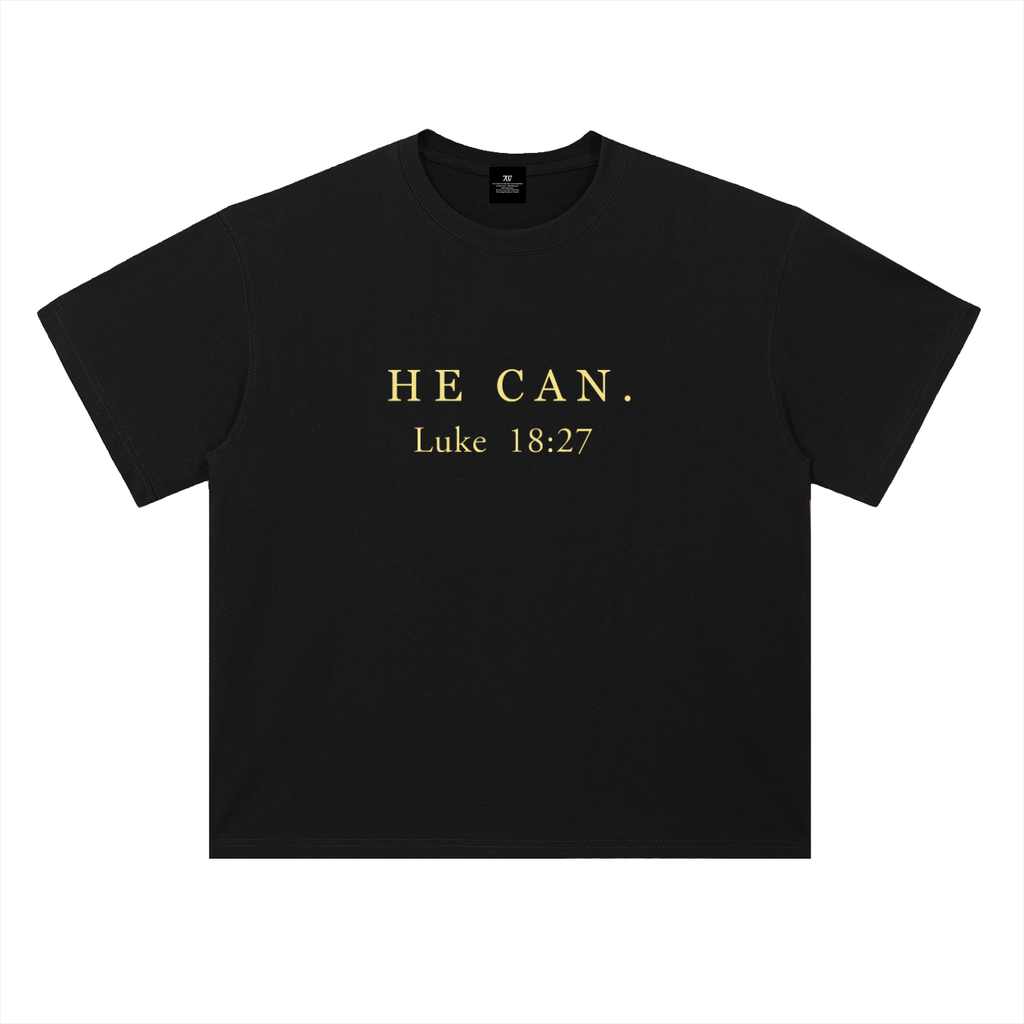4GVIN ( He Can )  Drop Shoulder Cotton T-Shirt