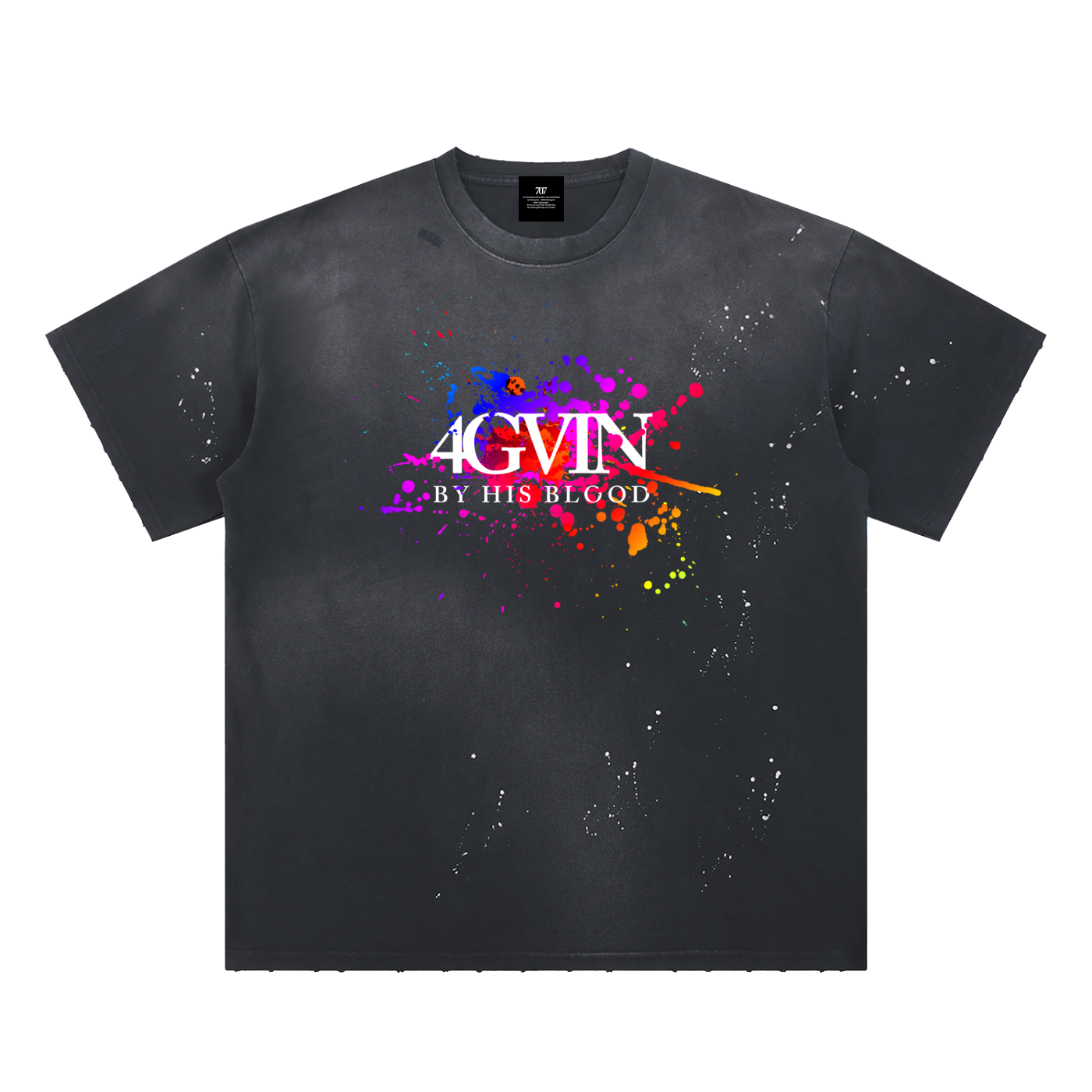 4GVIN ( Art ) Hand-Frayed Sunfade Paint Splatter T-Shirt
