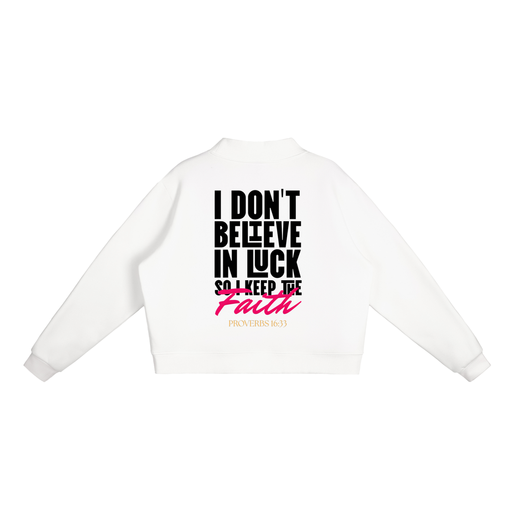 4GVIN " Keep the Faith " Girls Essential Fleece Mock-Neck Crew Sweatshirt