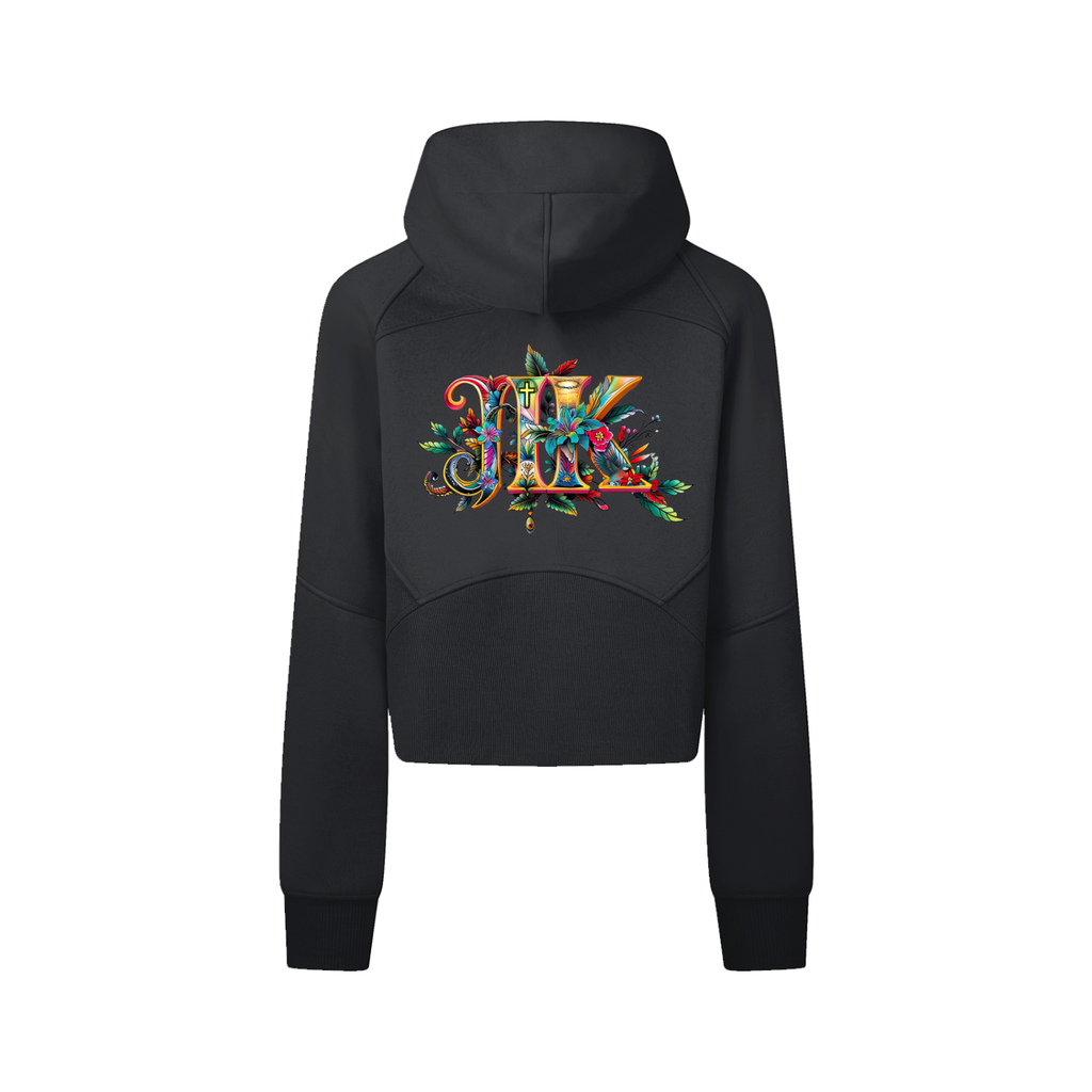 4GVIN Jesus Is King " Girls Cropped Zip-Through Hoodie