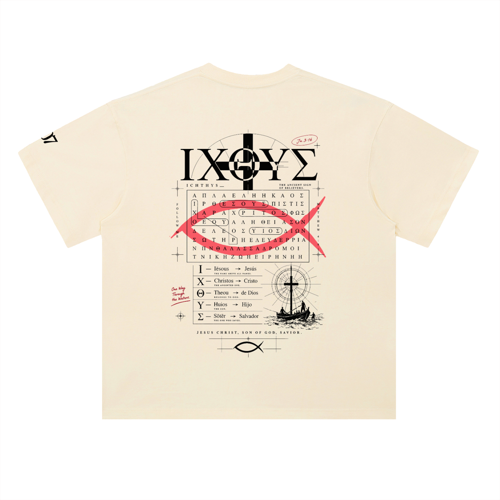 4GVIN ( PEZ IXOYE )   Drop Shoulder Cotton T-Shirt
