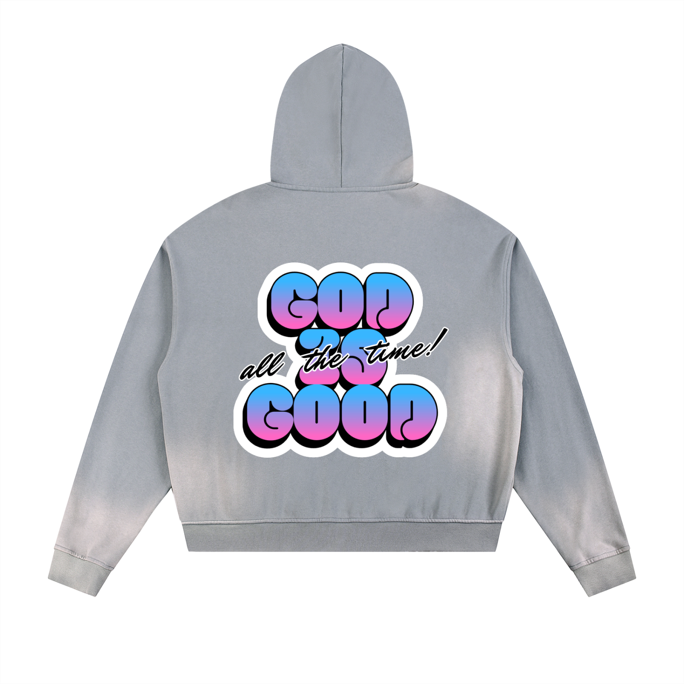 Sun Fade Frayed Raw Edge Fleece Zip Hoodie