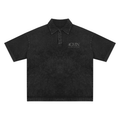 4GVIN "By His Blood" Acid Wash Polo – Charcoal