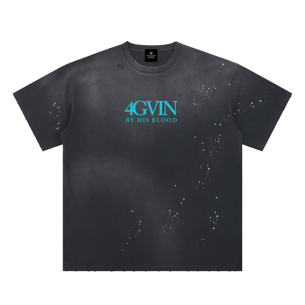4GVIN Hand-Frayed Sunfade Paint Splatter T-Shirt
