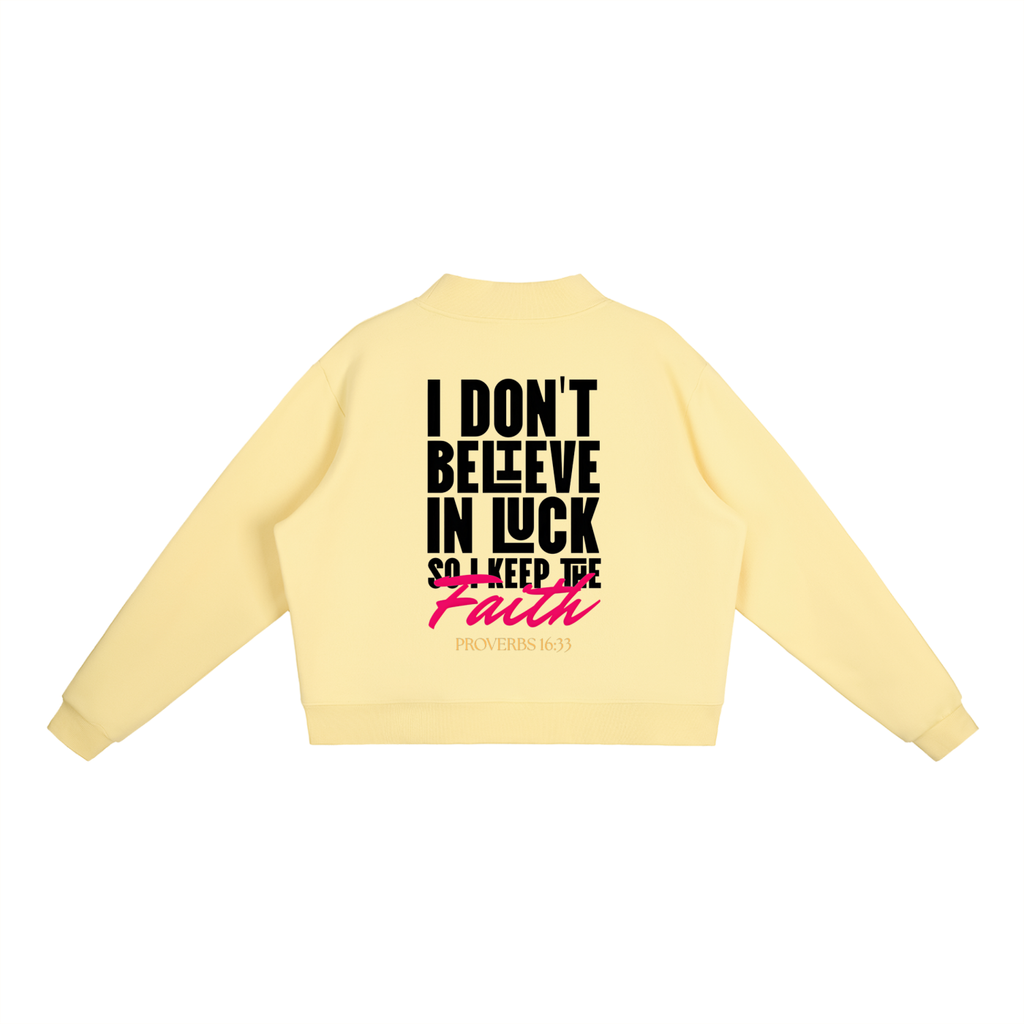 4GVIN " Keep the Faith " Girls Essential Fleece Mock-Neck Crew Sweatshirt