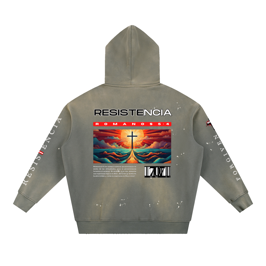 Vintage Washed Frayed Fleece Hoodie