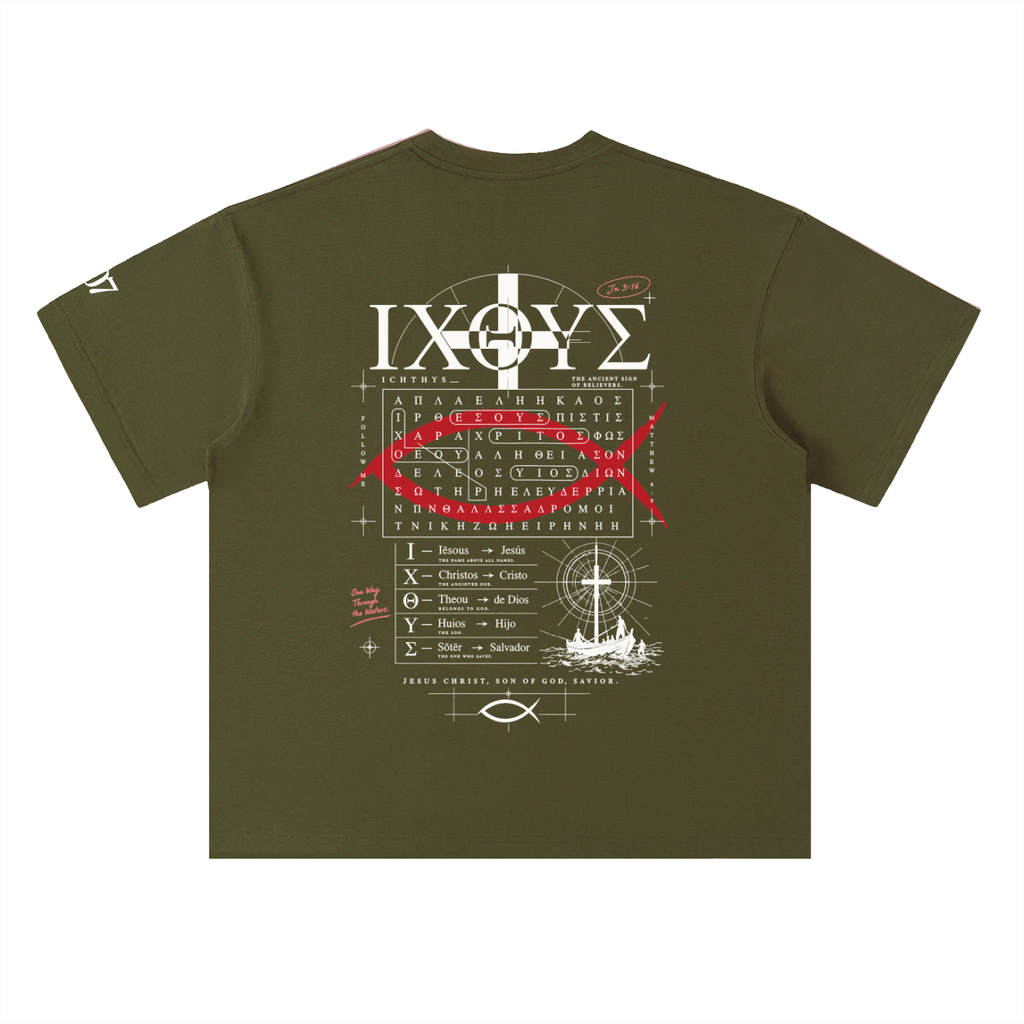 4GVIN ( PEZ IXOYE ) Drop Shoulder Cotton T-Shirt