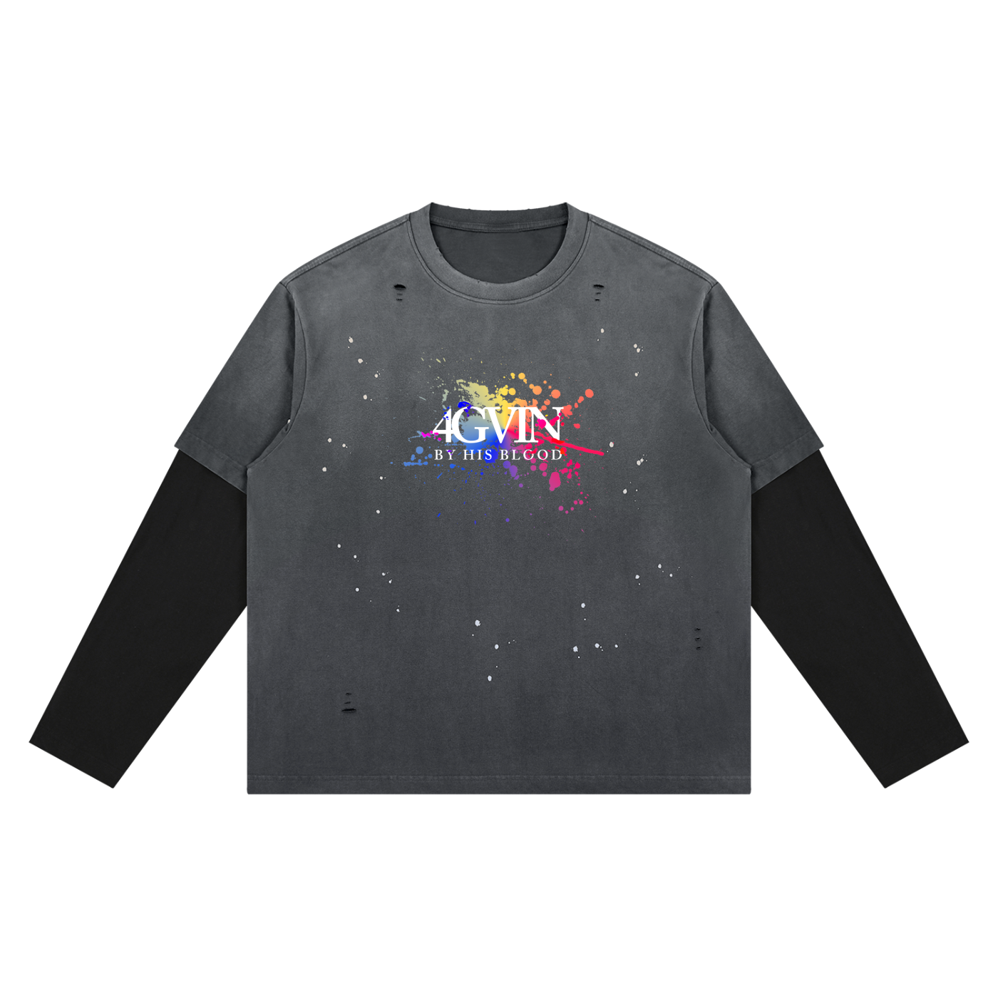 4GVIN ( ART ) Unisex Vintage Wash Distressed Layer T-Shirt