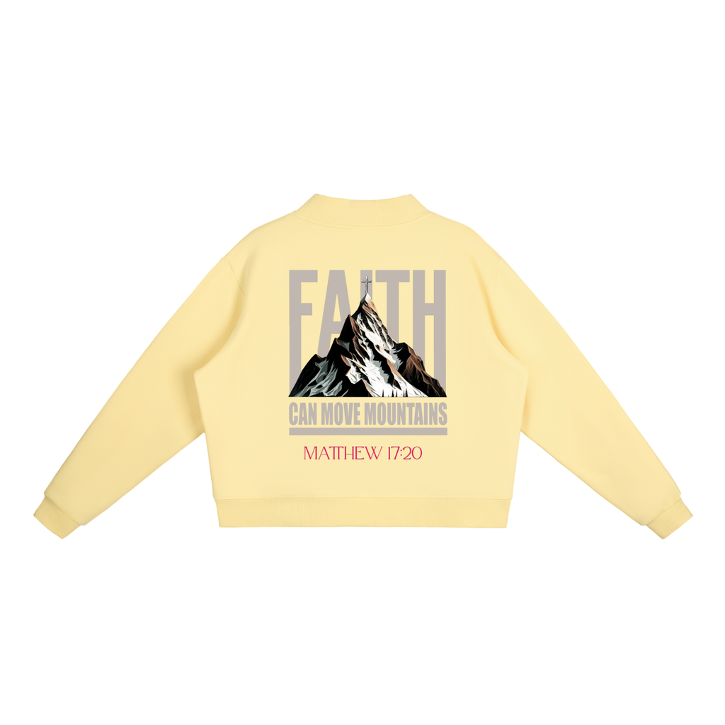 4GVIN "Faith Can Move Mountains"  Girls Essential Fleece Mock-Neck Crew Sweatshirt