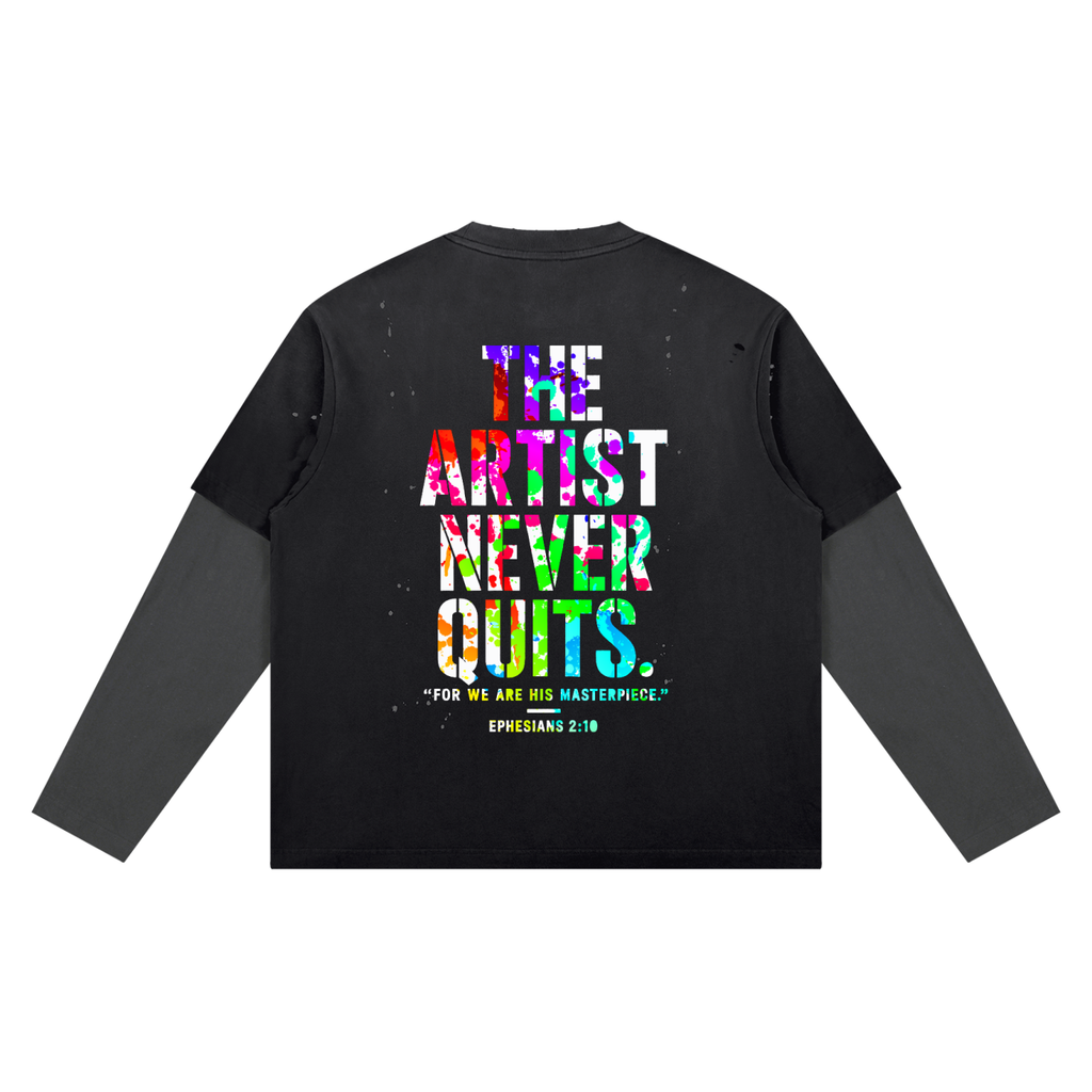 4GVIN ( ART ) Unisex Vintage Wash Distressed Layer T-Shirt