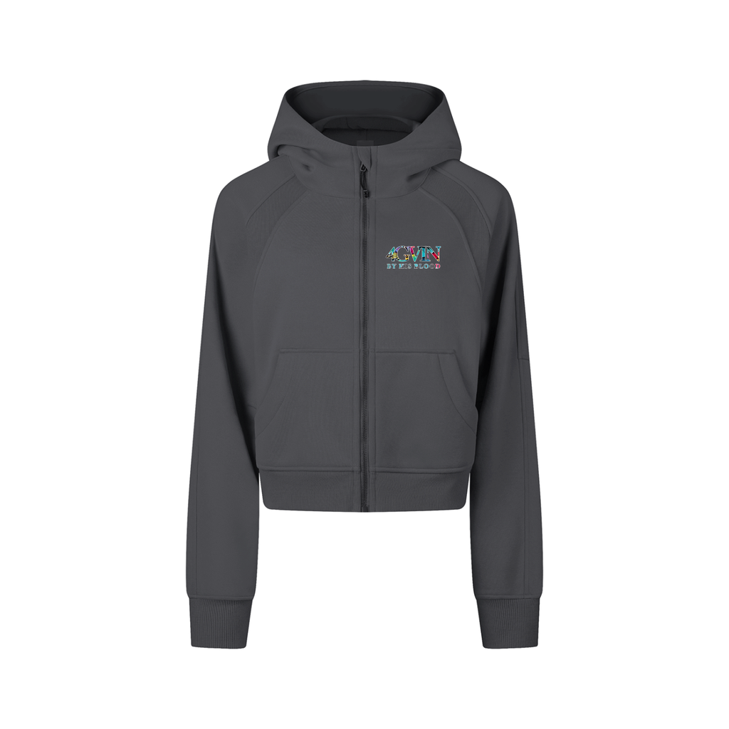 4GVIN Jesus Is King " Girls Cropped Zip-Through Hoodie