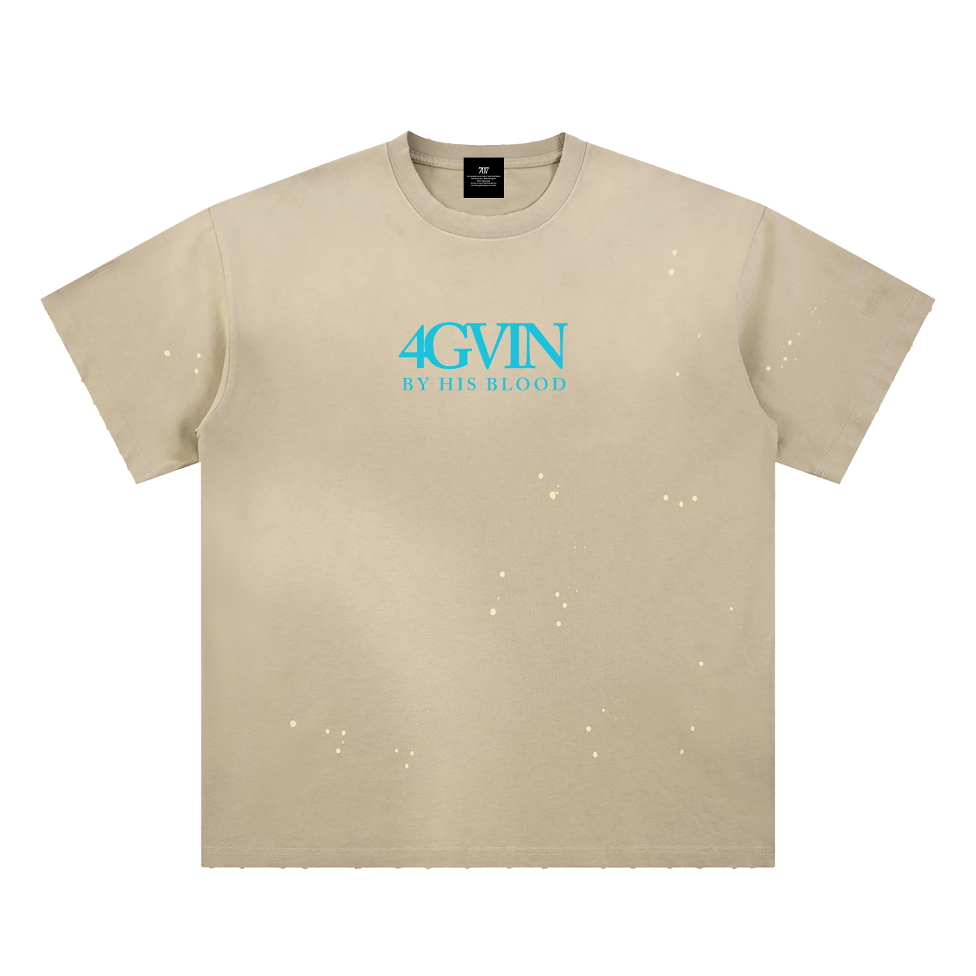 4GVIN Hand-Frayed Sunfade Paint Splatter T-Shirt