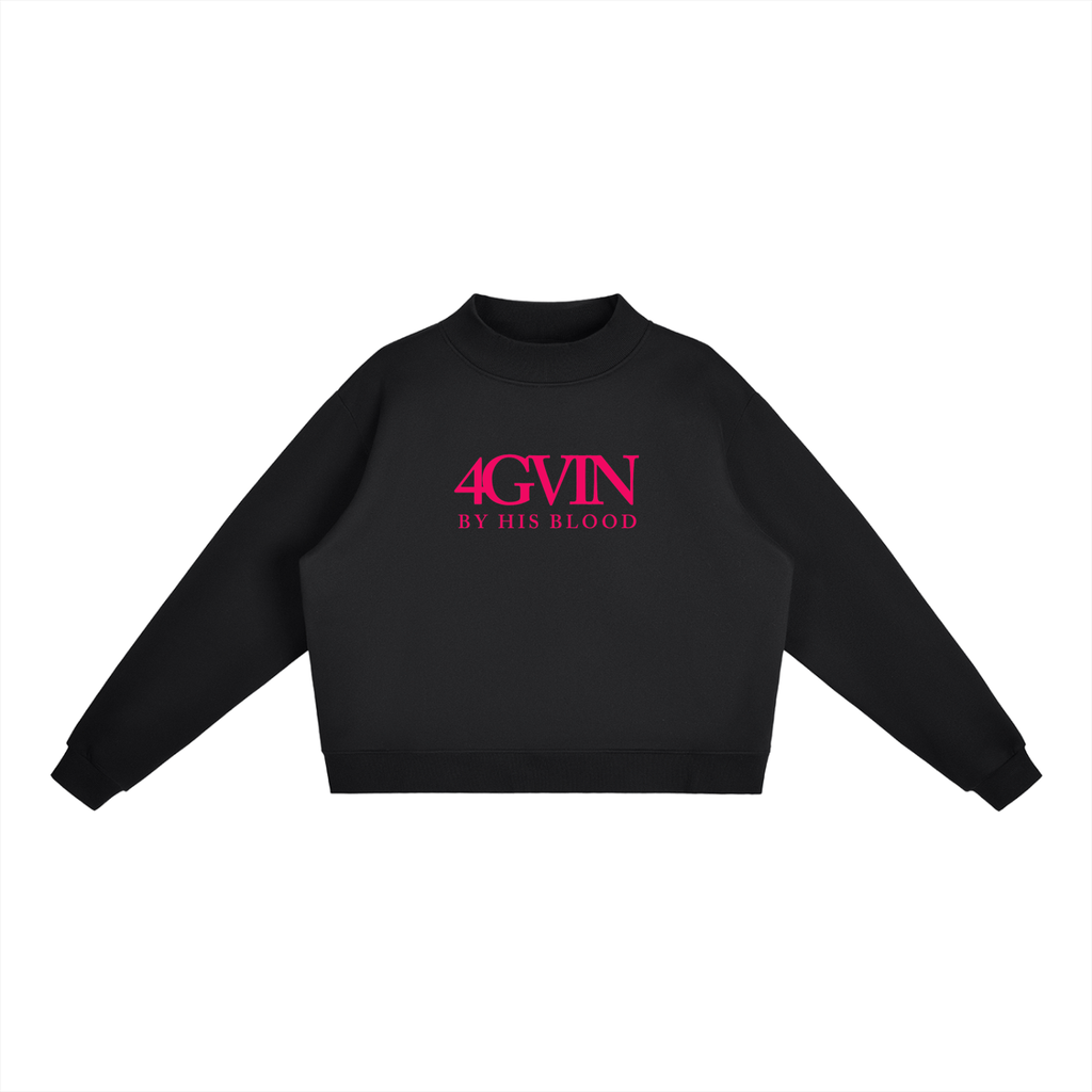 4GVIN "Faith Can Move Mountains" Girls Essential Fleece Mock-Neck Crew Sweatshirt