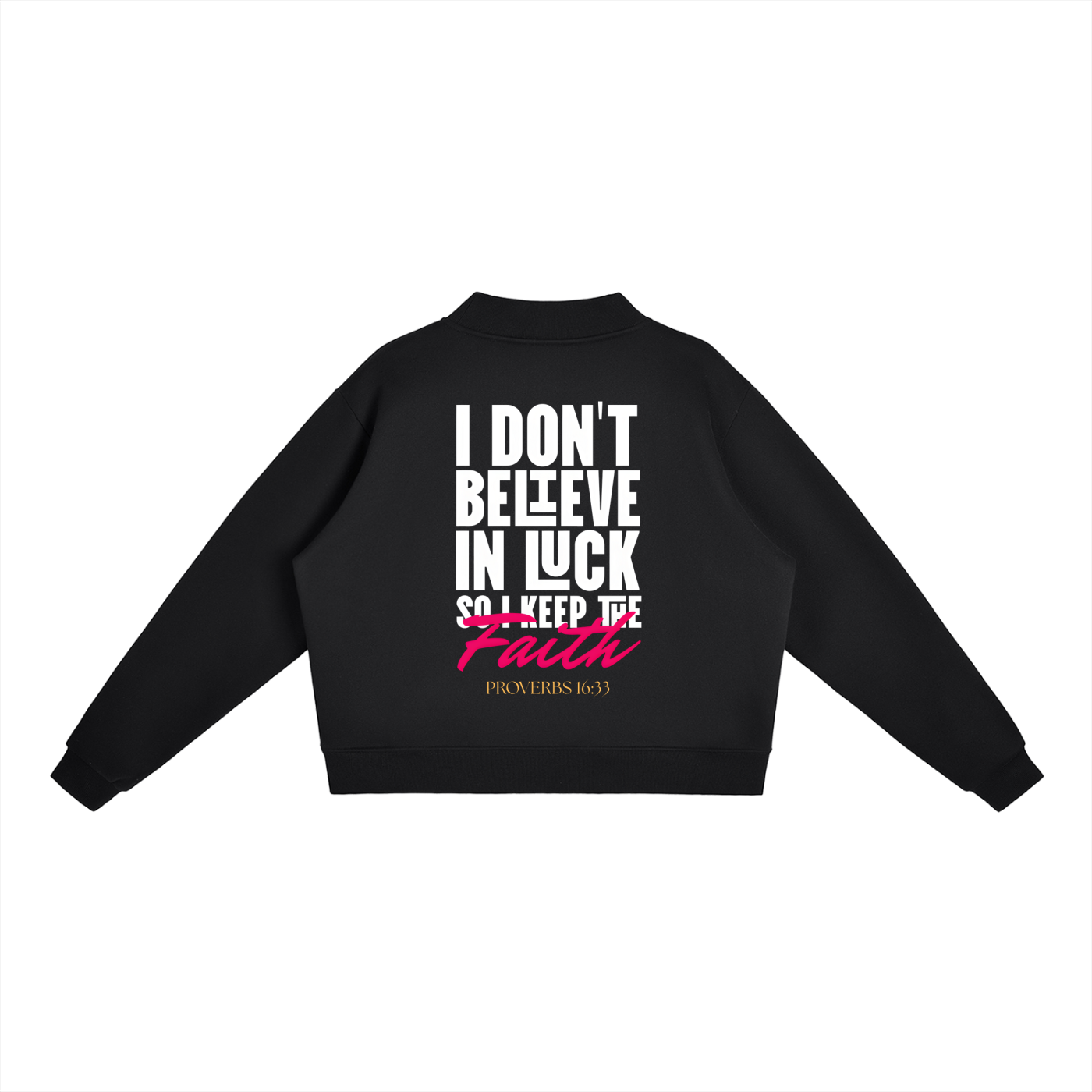 4GVIN "Faith Can Move Mountains" Girls Essential Fleece Mock-Neck Crew Sweatshirt