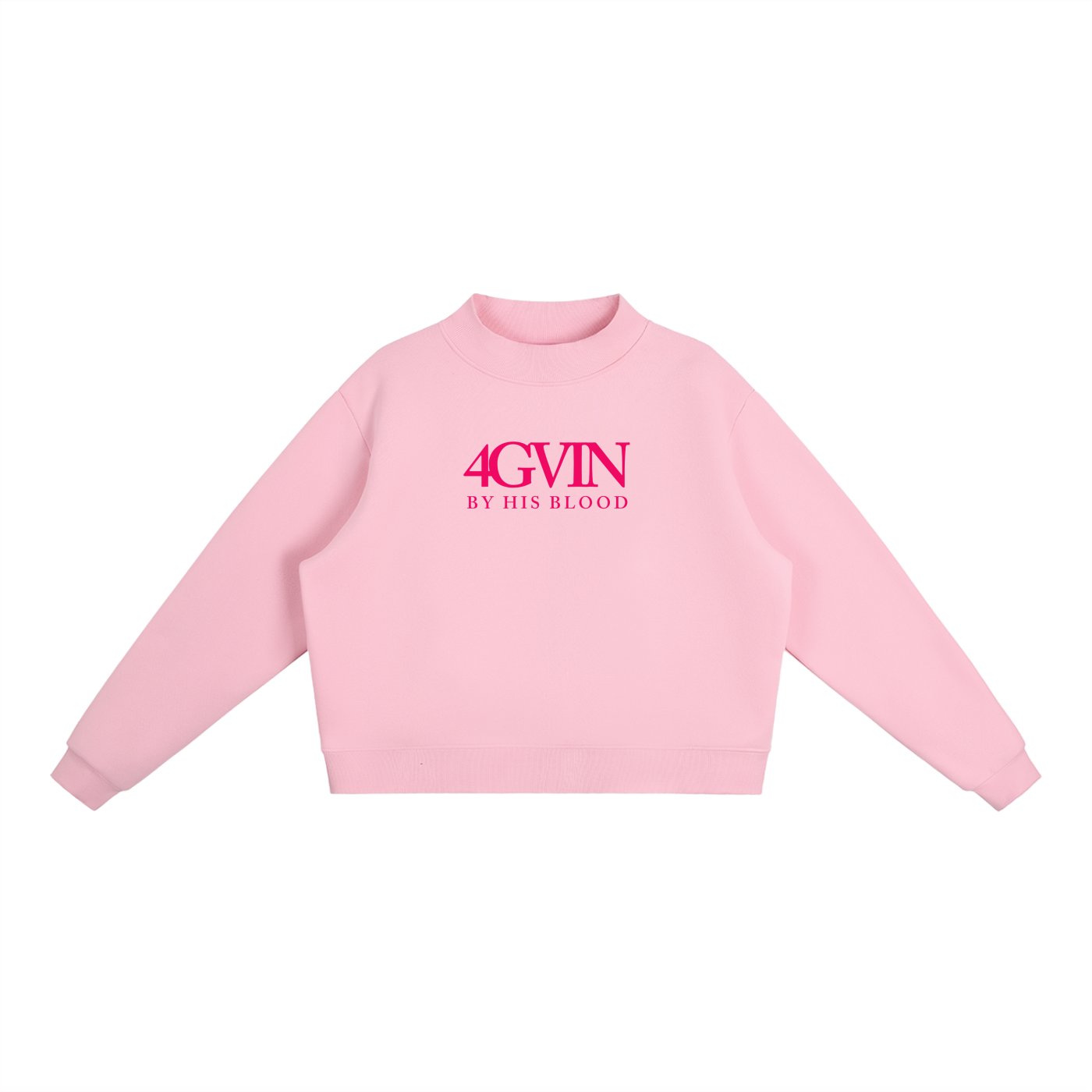 4GVIN " Keep the Faith " Girls Essential Fleece Mock-Neck Crew Sweatshirt