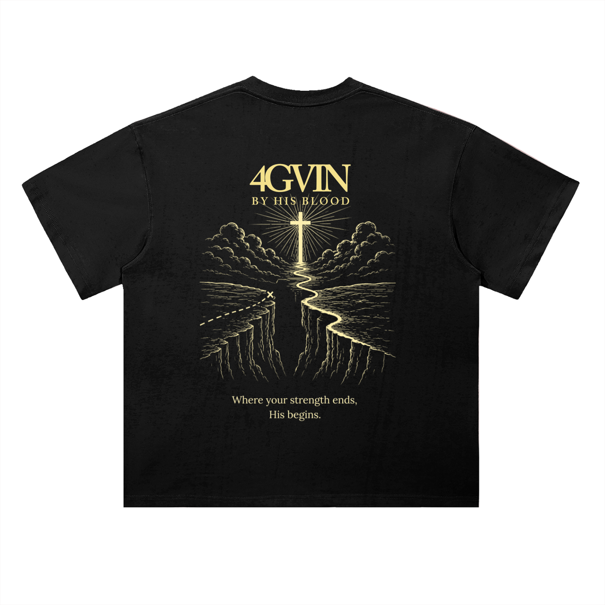 4GVIN ( He Can )  Drop Shoulder Cotton T-Shirt