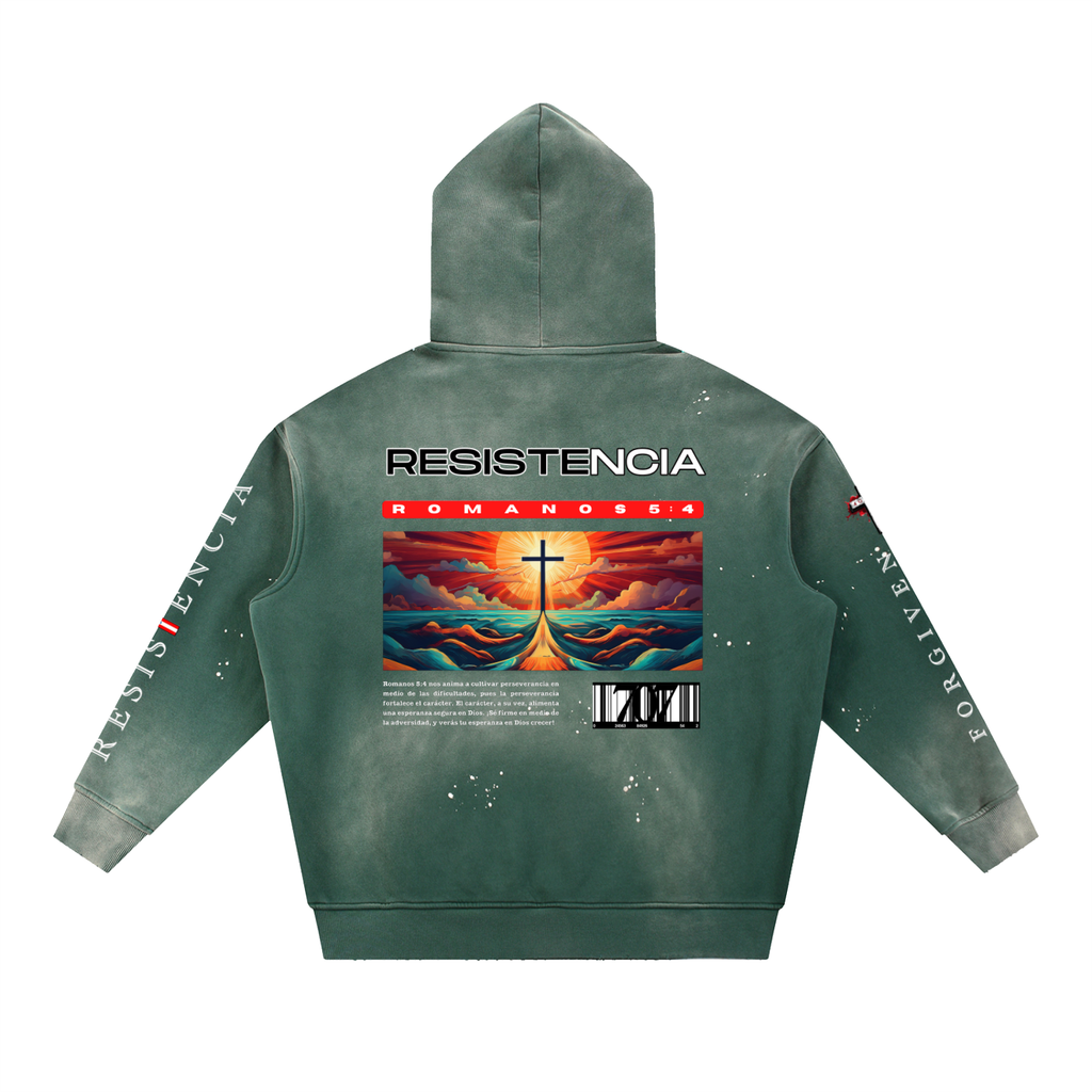 Vintage Washed Frayed Fleece Hoodie