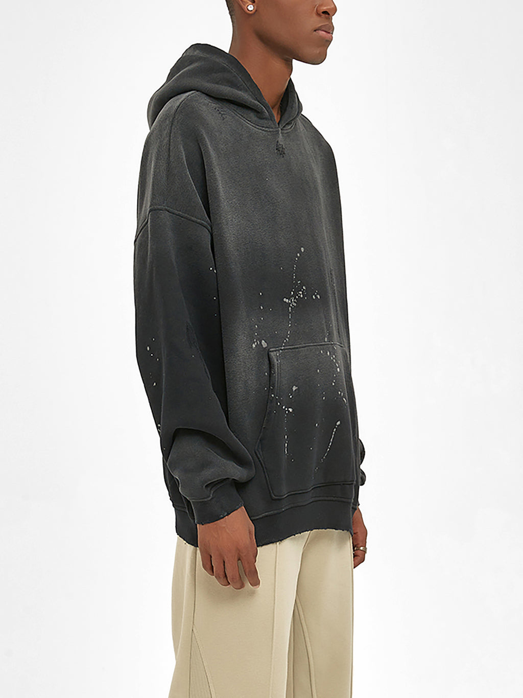 4GVIN Vintage Washed Frayed Fleece Hoodie