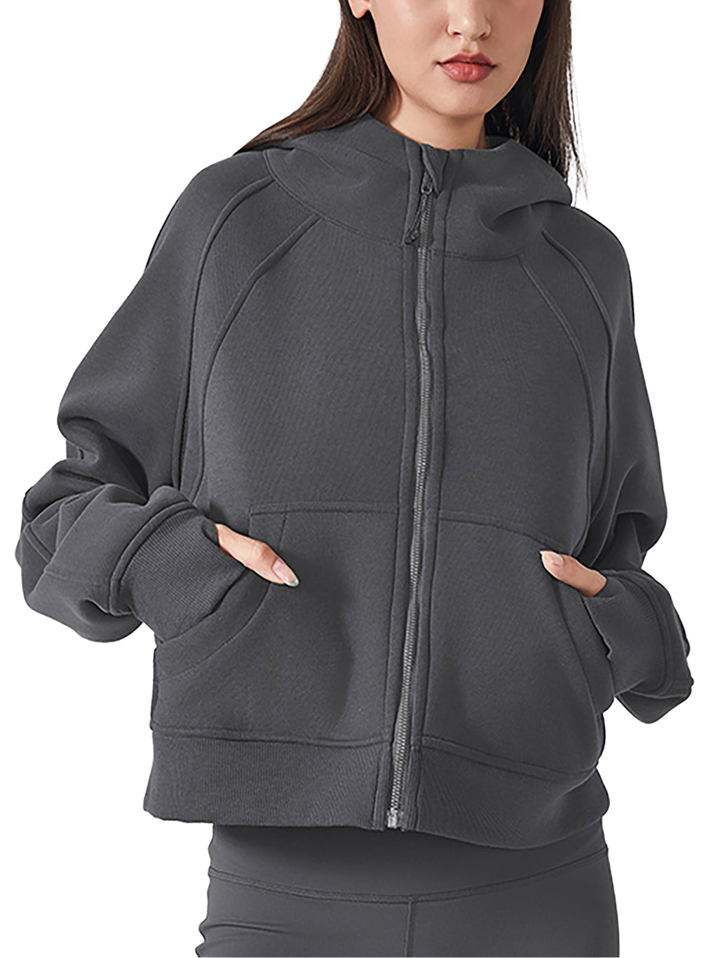 4GVIN Girls Cropped Zip-Through Hoodie