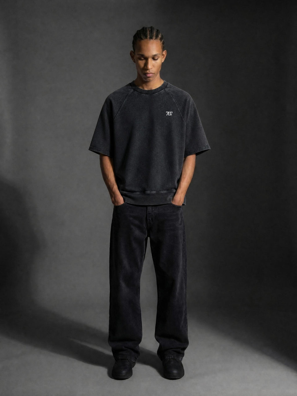 4GVIN Unisex Vintage Wash Boxy Short Sleeve Sweatshirt