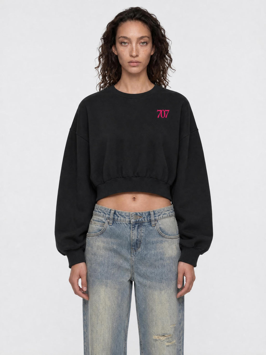 4GVIN Women's Boxy Cropped Crewneck Sweatshirt