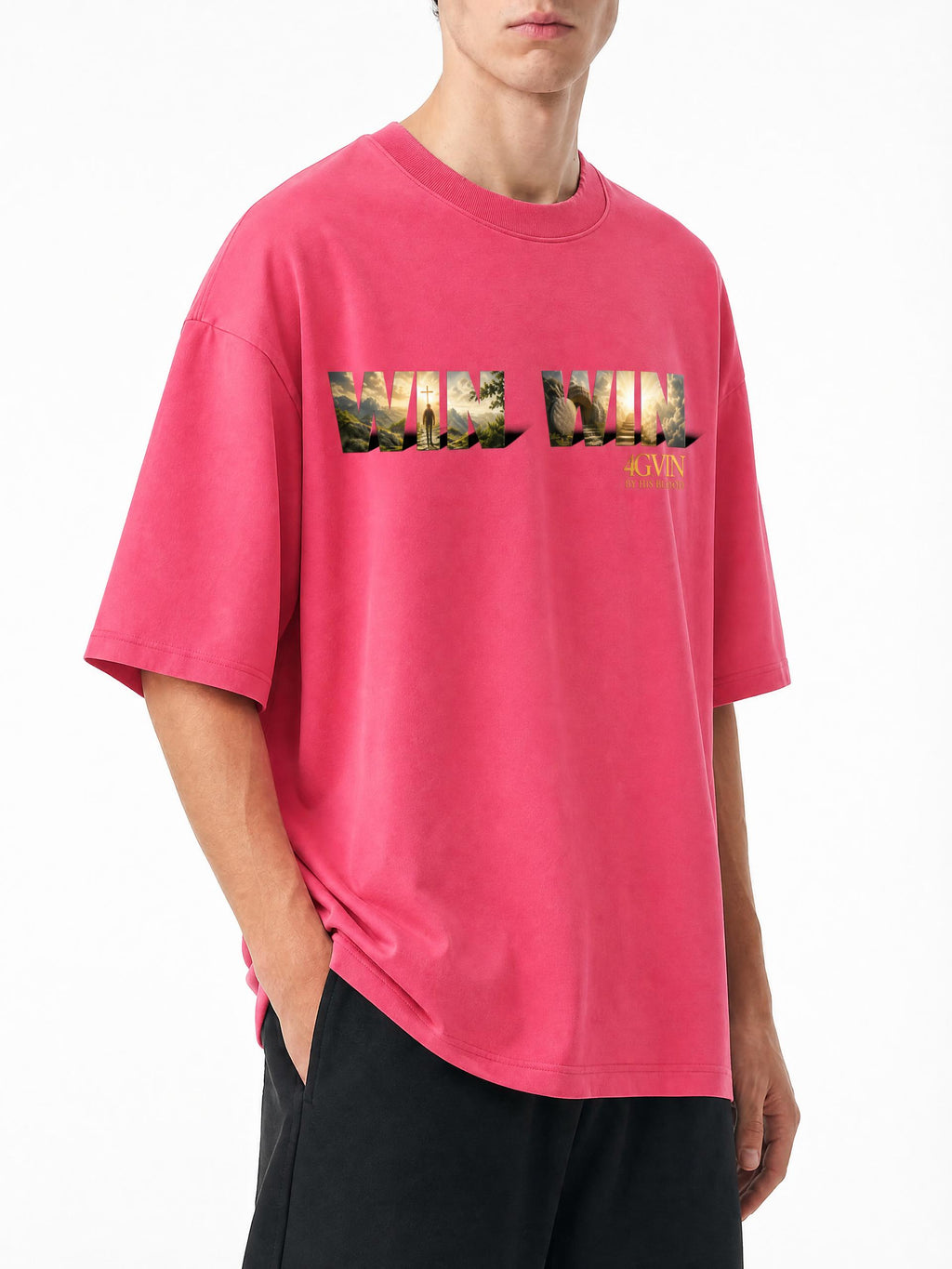 4GVIN ( WIN WIN ) Heavyweight Vintage Washed Frayed T-Shirt