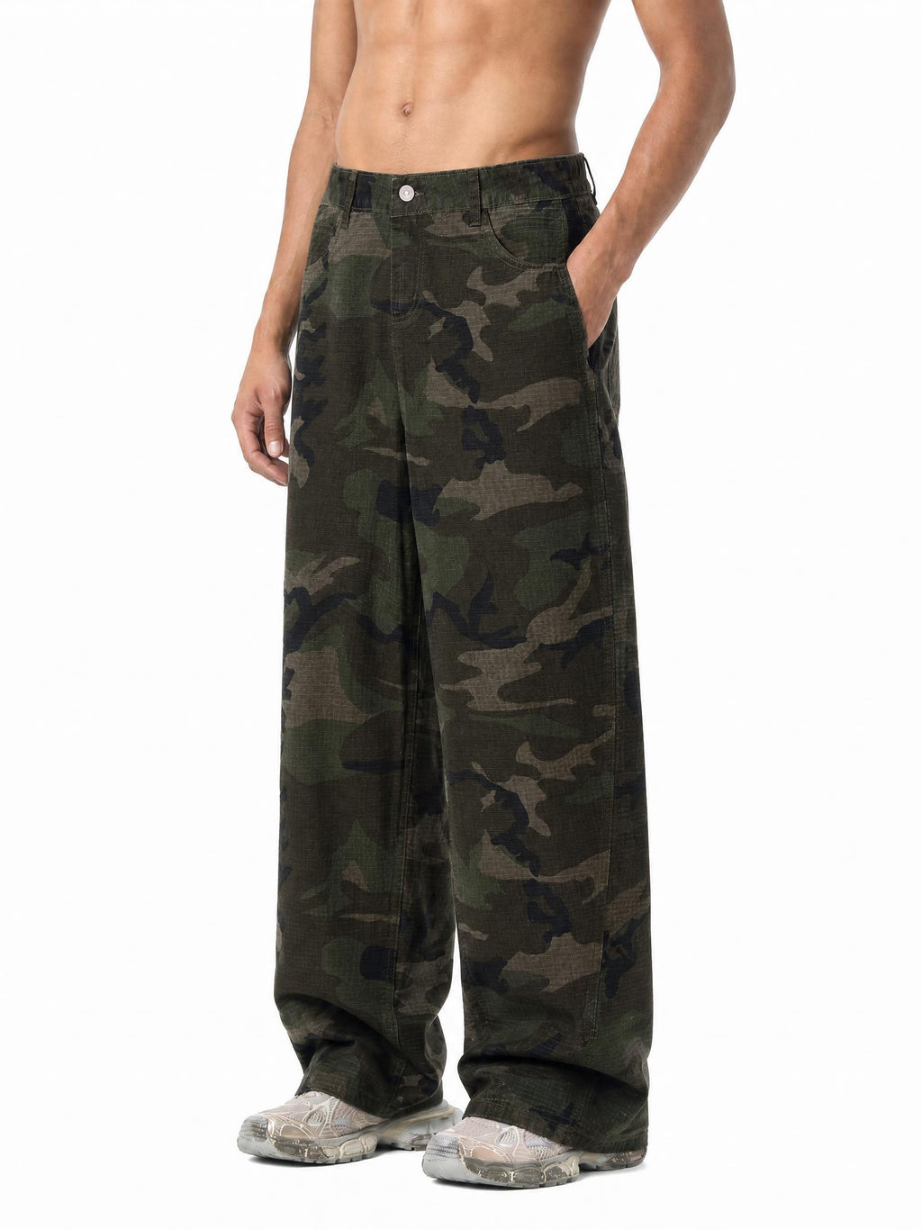 4GVIN Men’s Camo Barrel Leg Pants