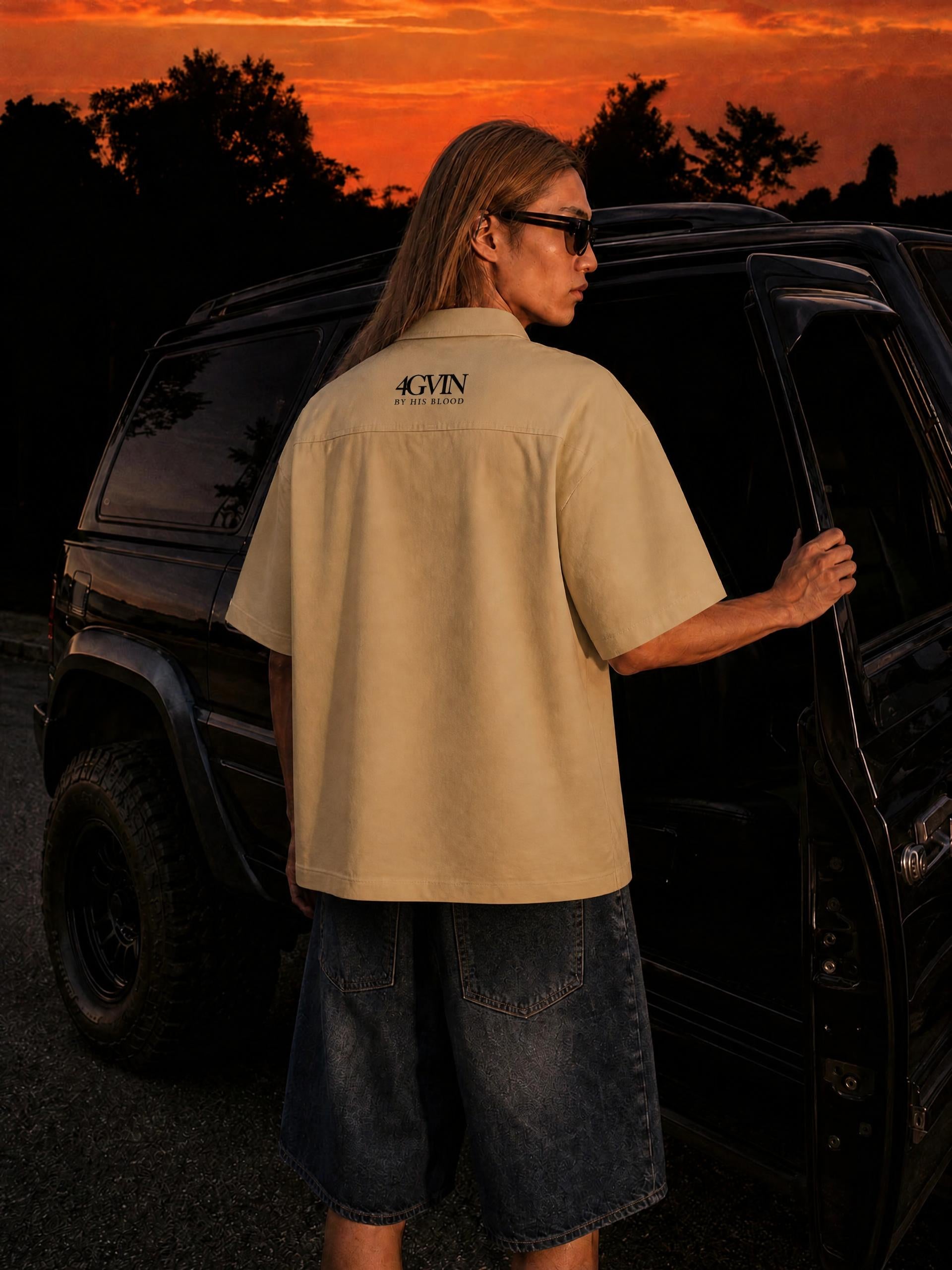 4GVIN Unisex Boxy Patch Pocket Short Sleeve Shirt