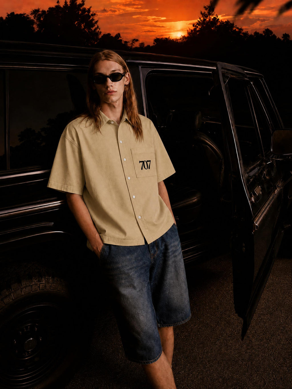 4GVIN Unisex Boxy Patch Pocket Short Sleeve Shirt