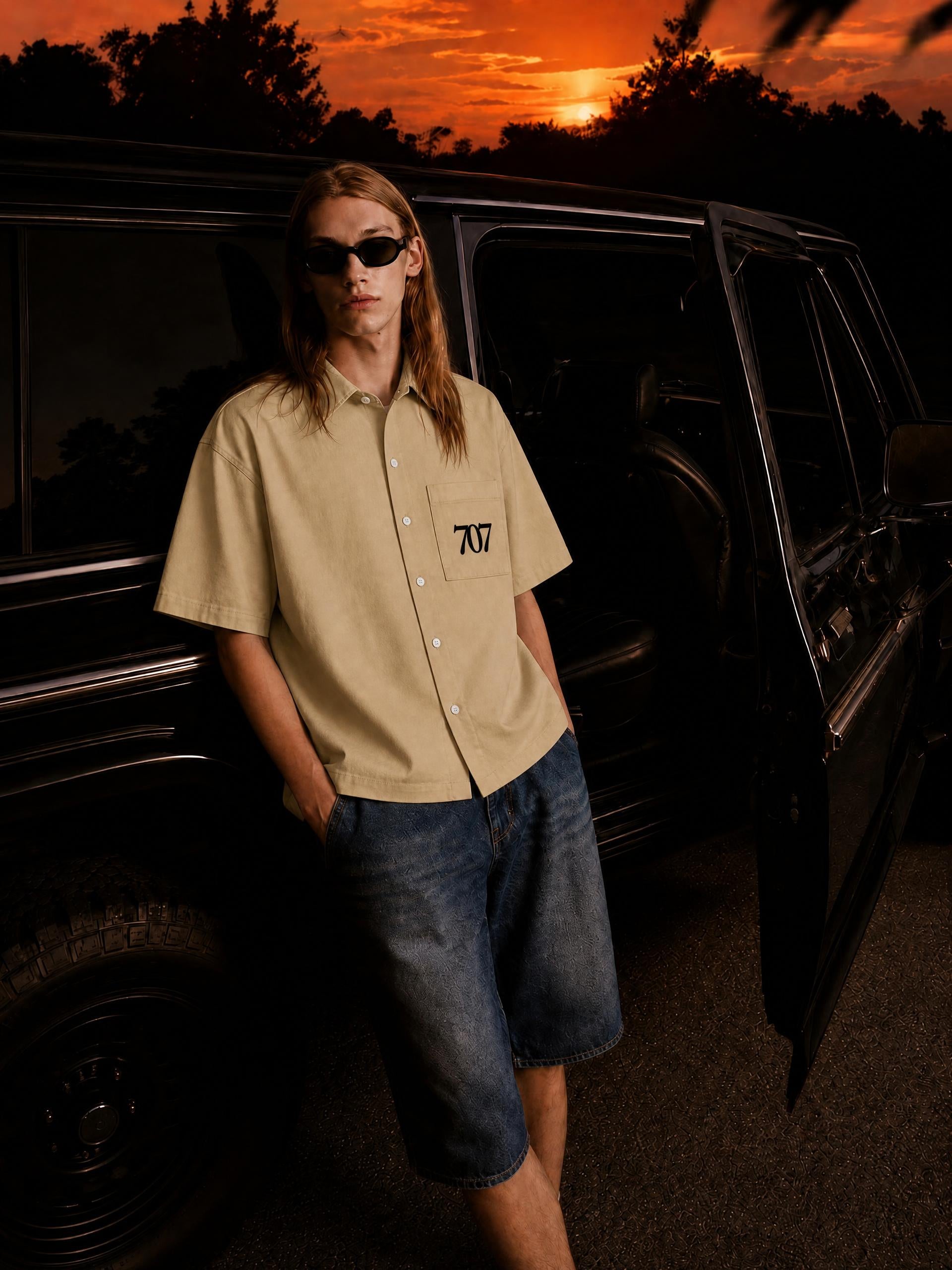 4GVIN Unisex Boxy Patch Pocket Short Sleeve Shirt