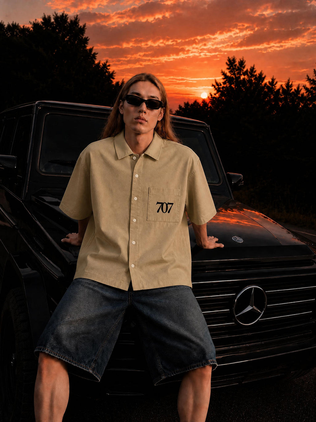 4GVIN Unisex Boxy Patch Pocket Short Sleeve Shirt