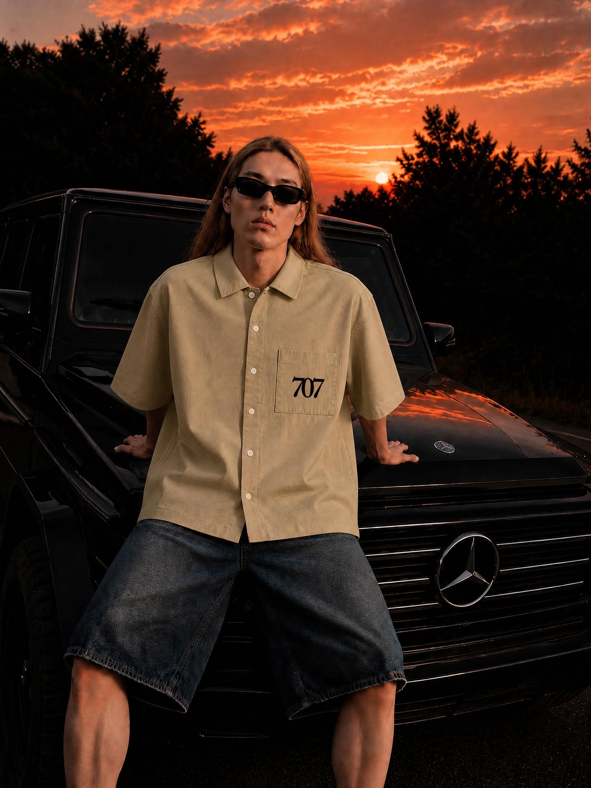 4GVIN Unisex Boxy Patch Pocket Short Sleeve Shirt