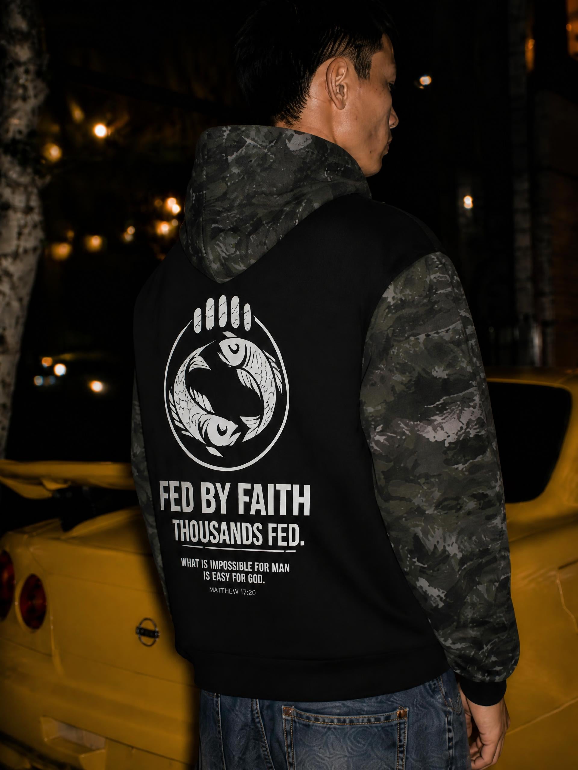 4GVIN ( Camo FED ) Unisex Colorblock Camo Full Zip Boxy Hoodie