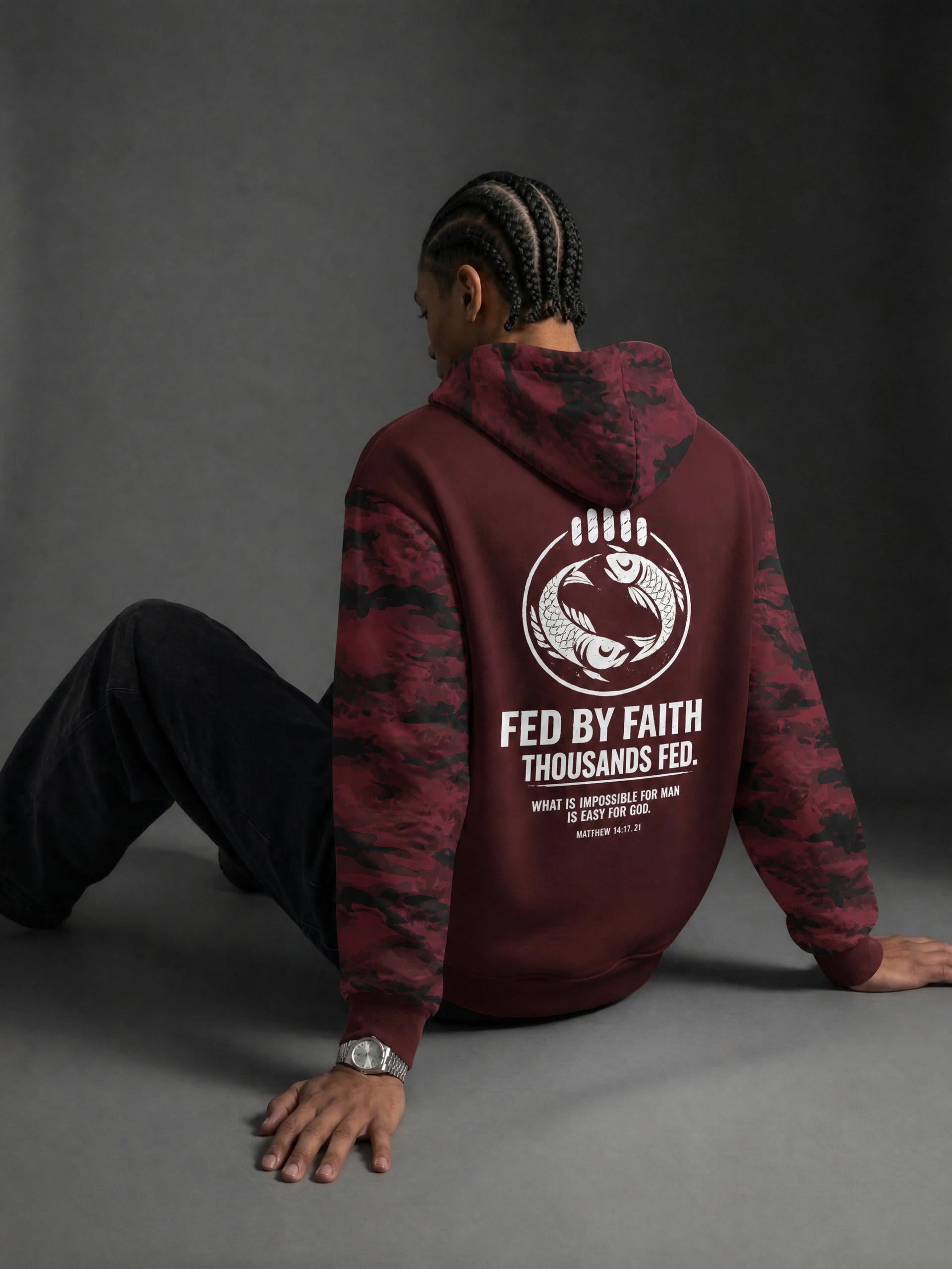4GVIN ( Camo FED ) Unisex Colorblock Camo Full Zip Boxy Hoodie