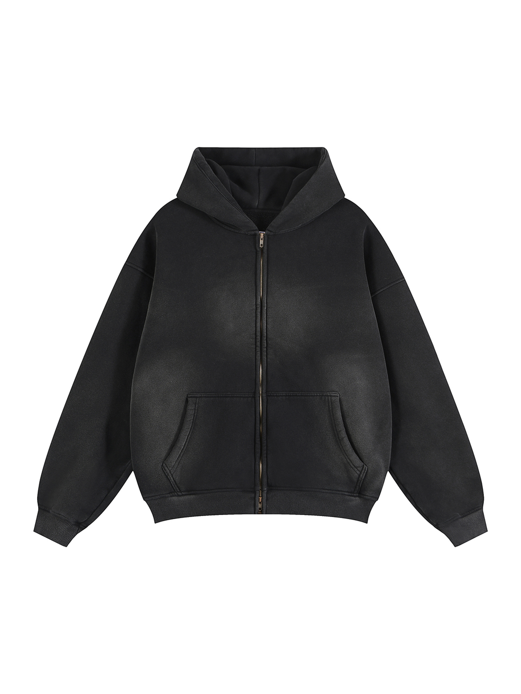 4GVIN ( No Fear ) Sunfade Two-way Zipper Boxy Fleece Hoodie
