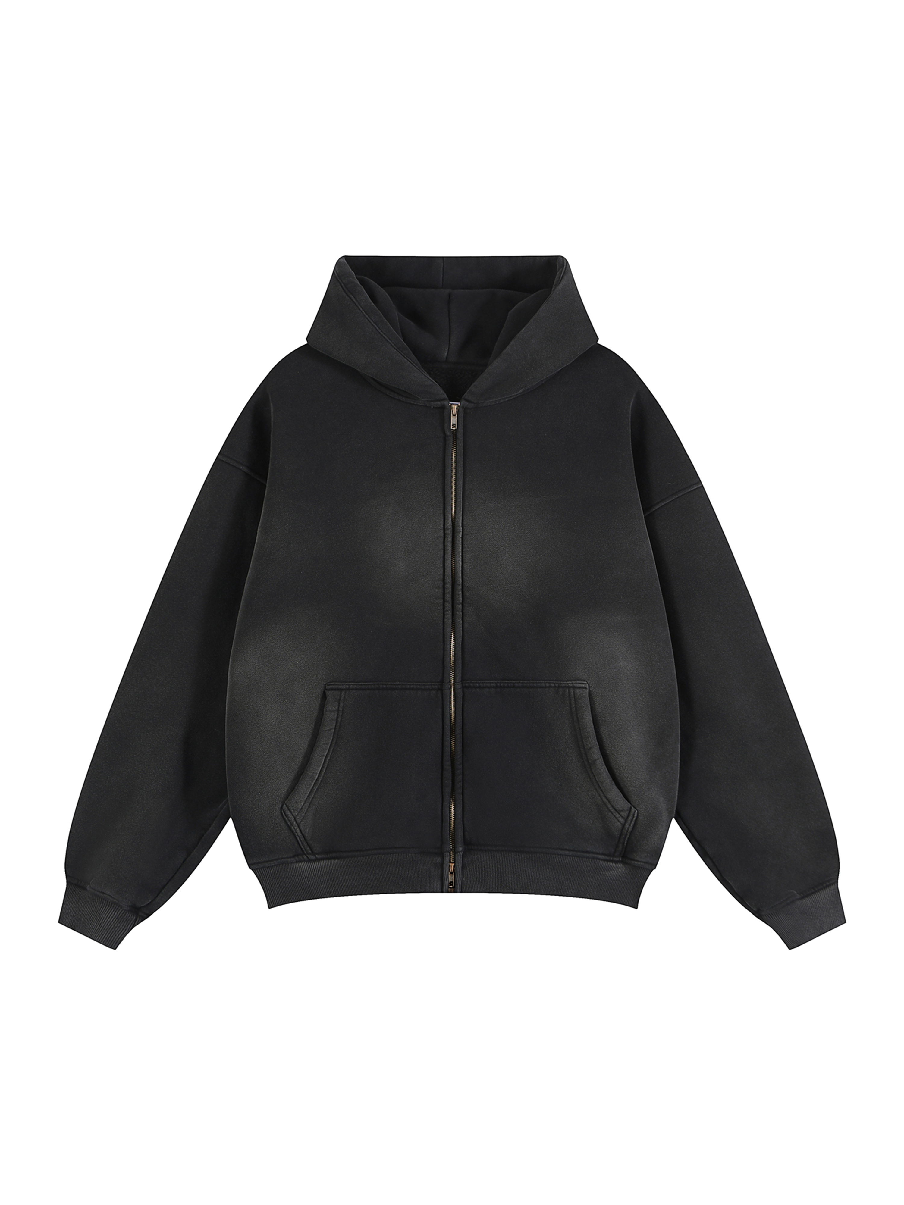4GVIN ( No Fear ) Sunfade Two-way Zipper Boxy Fleece Hoodie