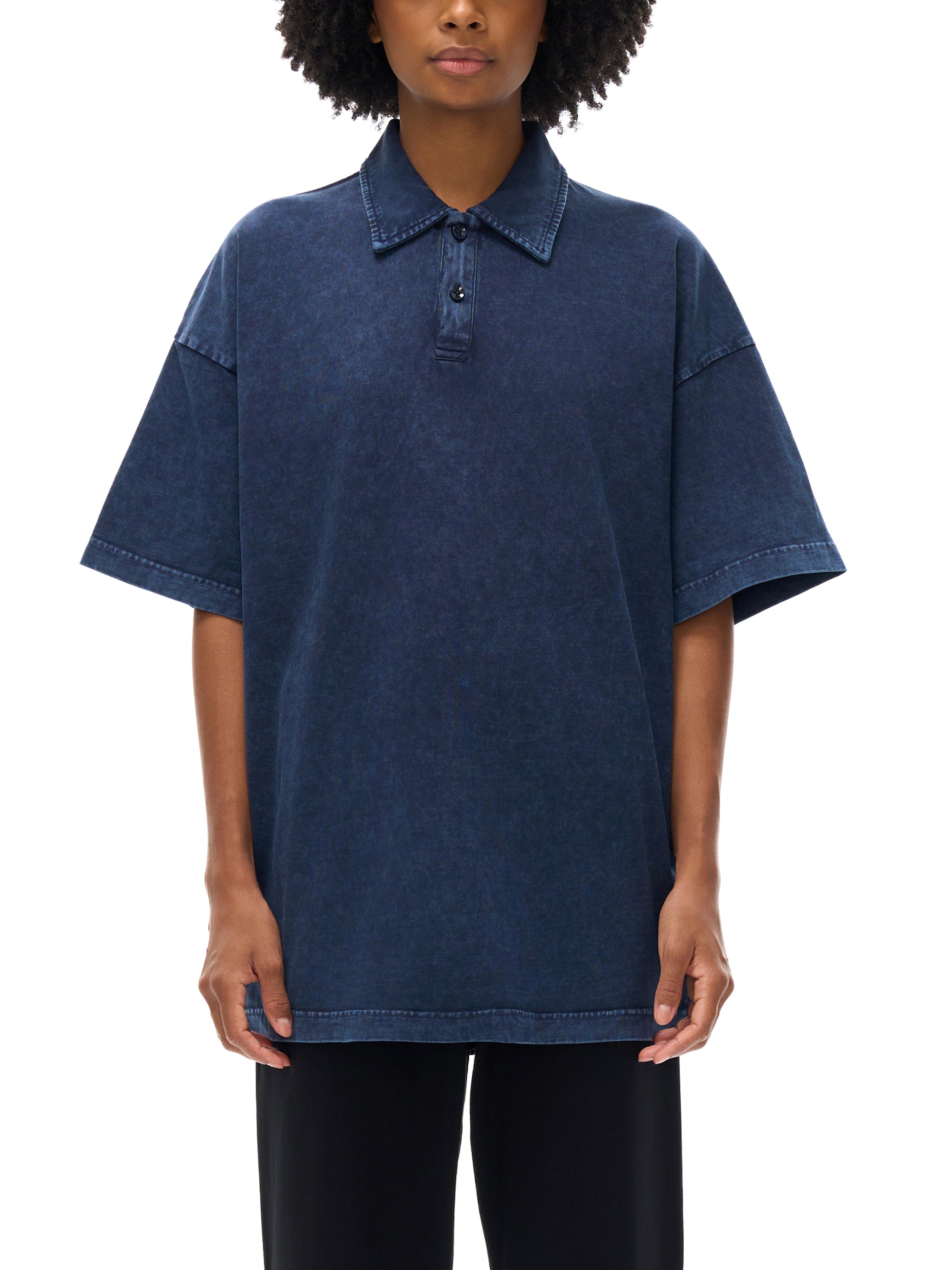 4GVIN "By His Blood" Acid Wash Polo – Charcoal